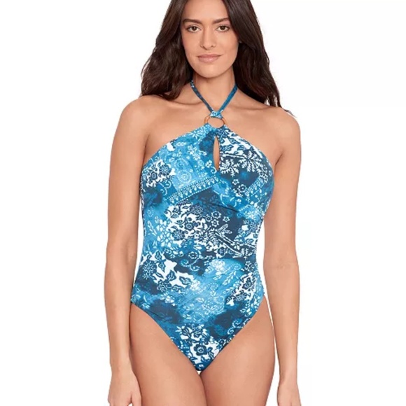 Lauren Ralph Lauren Women's Ring One-Piece Swimsuit - Picture 1 of 8